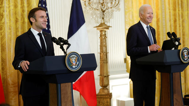 U.S. President Biden and France's President Macron hold joint news conference at the White House in Washington 