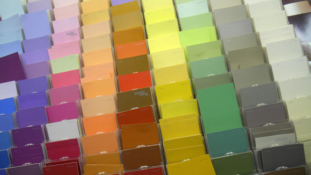 Paint color charts in Walmart. 