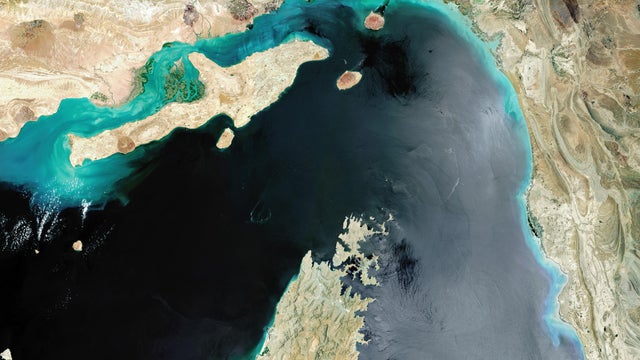 Satellite view of Strait of Hormuz 