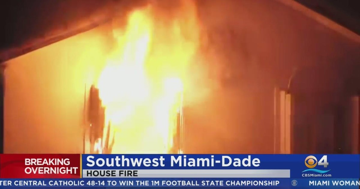 SW Dade family safe after fire heavily damages home - CBS Miami