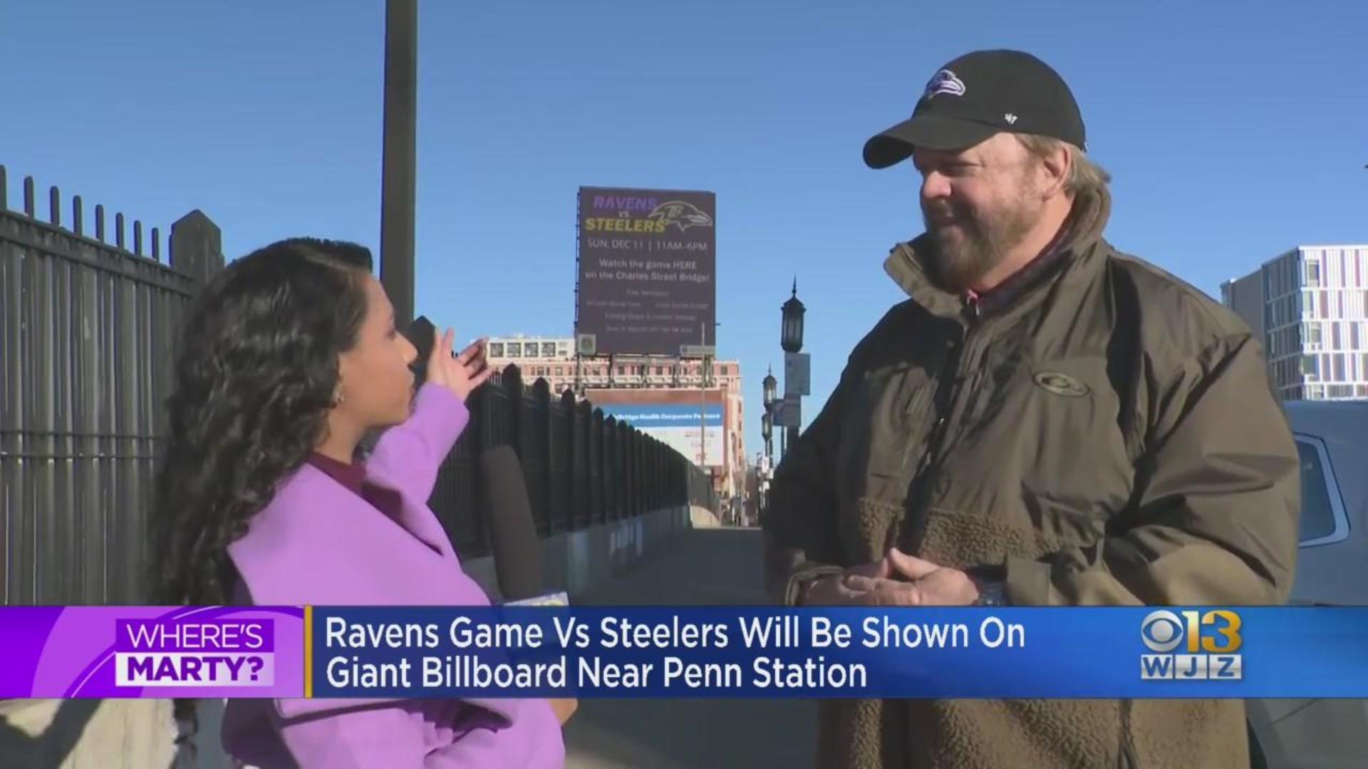 Screen on North Charles Street will broadcast Baltimore Ravens