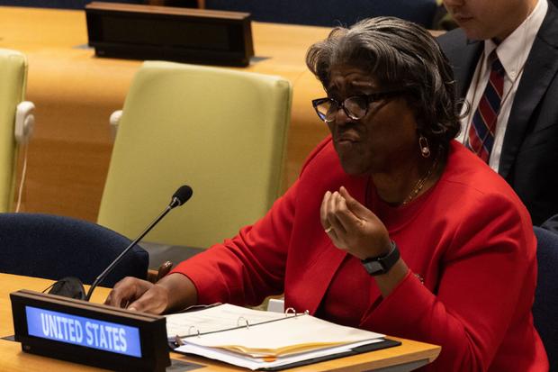 U.S. Ambassador Linda Thomas-Greenfield speaks at the United Nations 