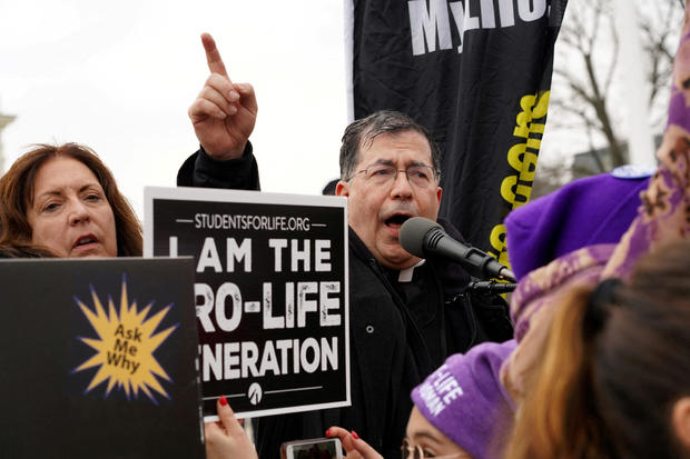 Father Frank Pavone speaks during the March for Life in Washington in 2020 