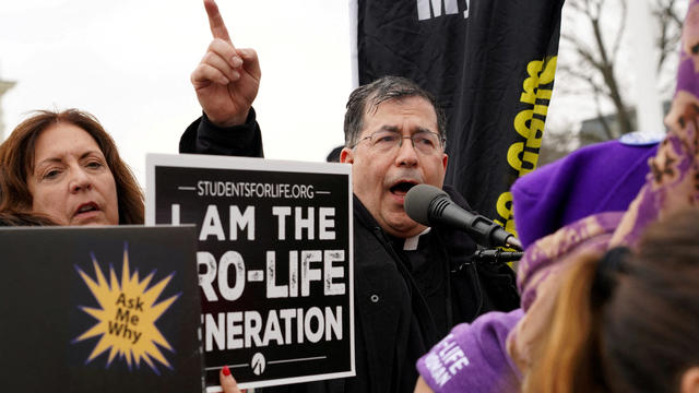 Father Frank Pavone speaks during the March for Life in Washington in 2020 
