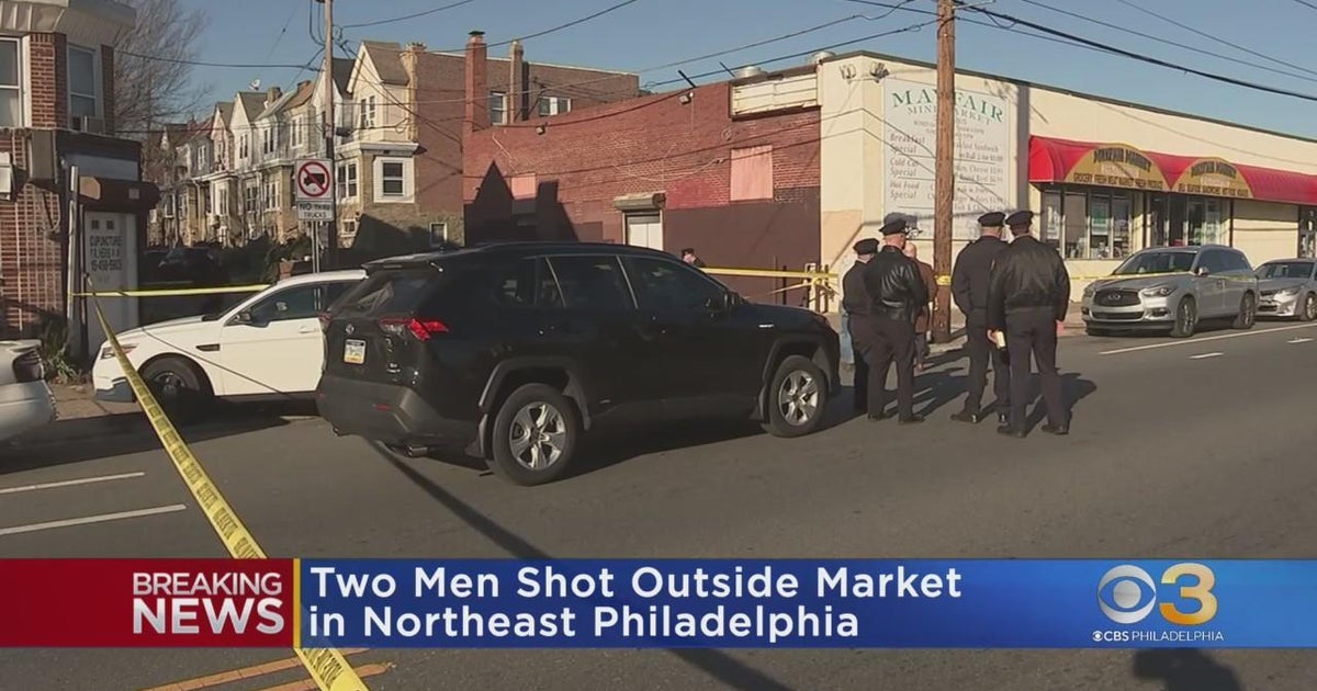 Two men shot outside market in Northeast Philadelphia - CBS Philadelphia