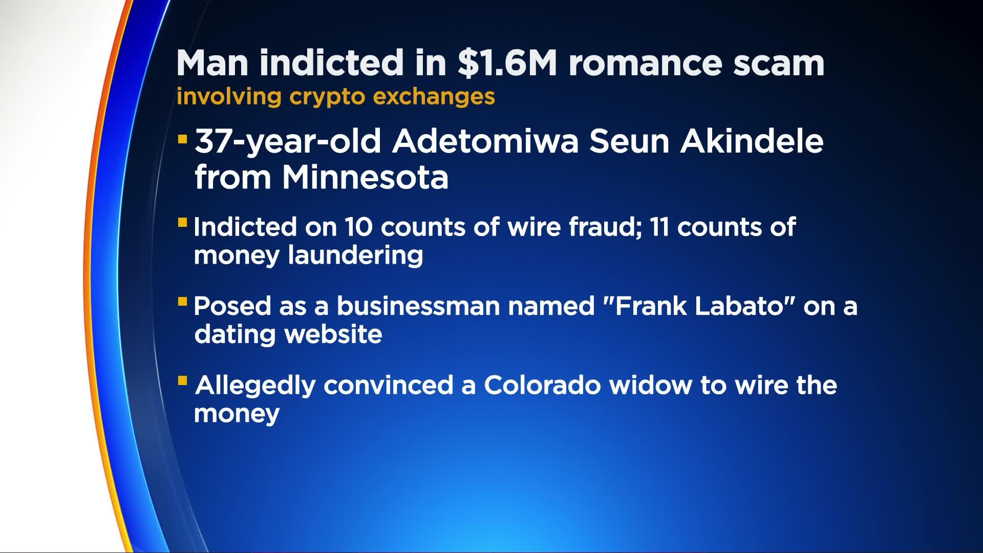 Minnesota man indicted in $1.6M romance scam involving crypto exchanges -  CBS Minnesota