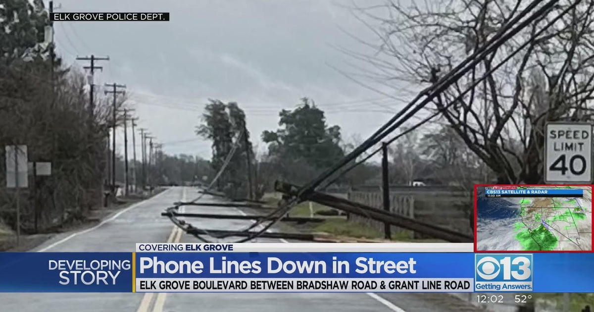 Phone lines down in Elk Grove street CBS Sacramento