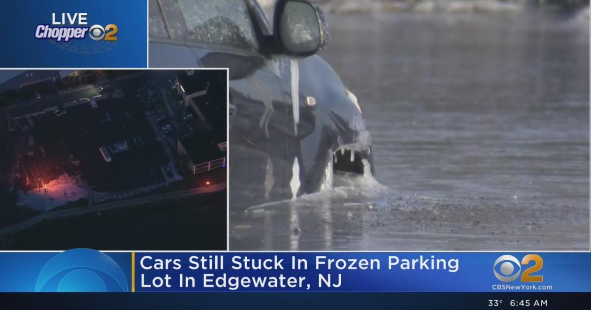 Frozen parking lot starts to thaw in Edgewater, N.J.
