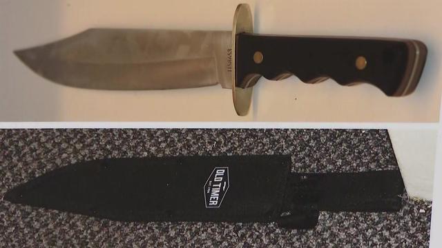 Photos of the Rambo knife a suspect allegedly used to stab two officers. 
