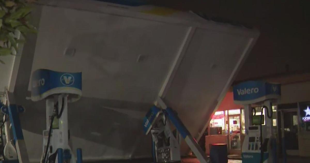 Atmospheric River: Storm winds topple gas station in South San Francisco