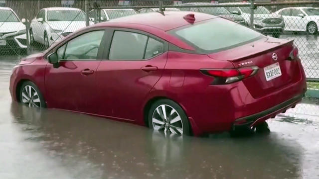 Car on Flooded Street 