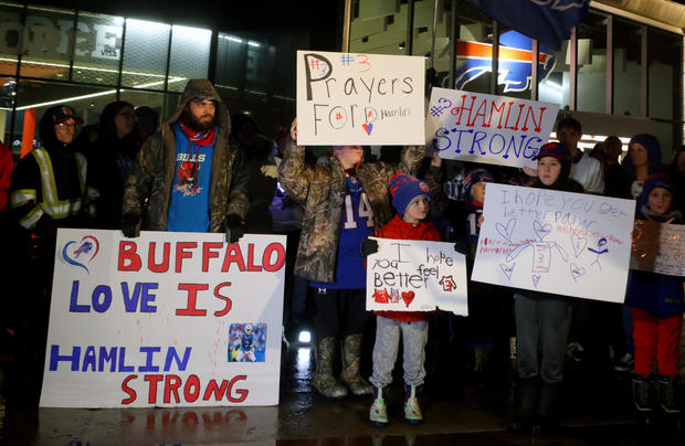 Fans Gather Outside Highmark Stadium Following Hospitalization of Buffalo Bills Player Damar Hamlin 