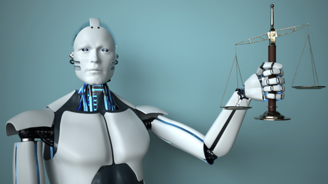 Humanoid robot in the role of a judge 