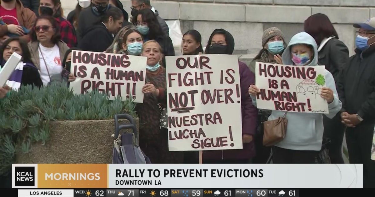 LA renter eviction rally amid lifting of COVID tenant protections - CBS ...