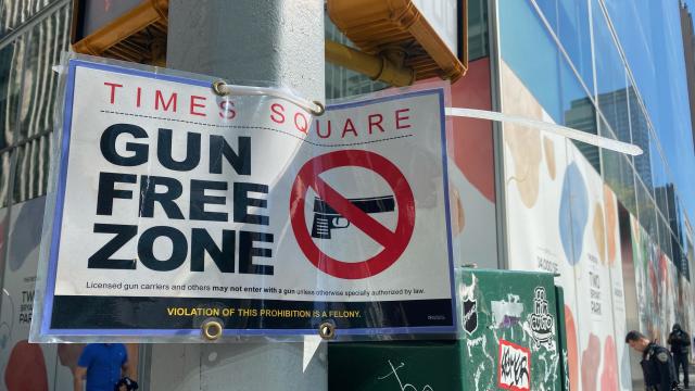 Times Square Gun Free Zone signs, New York City 