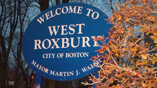 Sign for West Roxbury neighborhood in Boston 