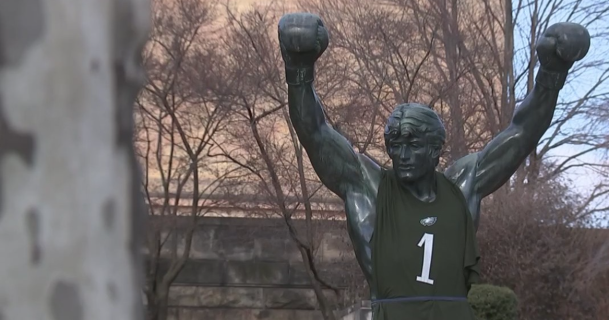 eagles jersey on rocky statue