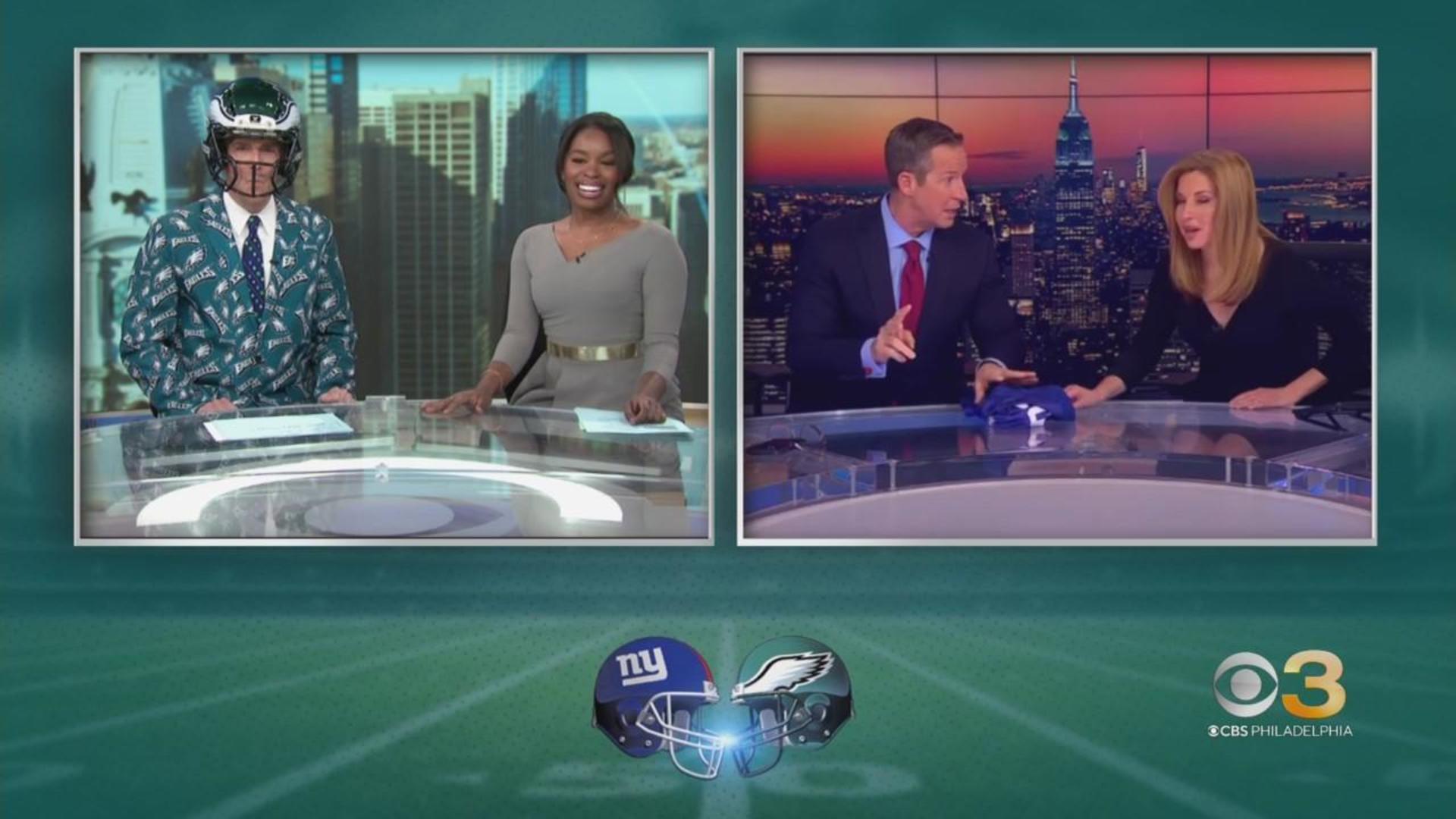 Before Eagles Giants game CBS Philadelphia anchors make a bet