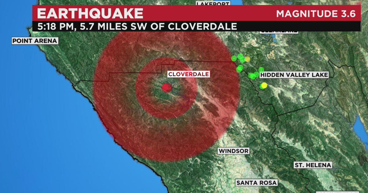 A 3.6-magnitude earthquake strikes near Cloverdale, Sonoma County