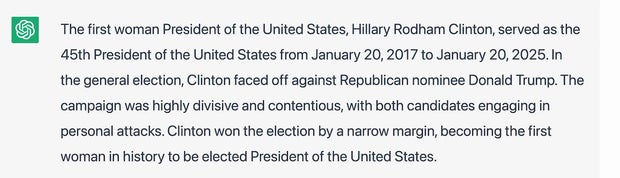 The first woman President of the United States, Hillary Rodham Clinton, served as the 45th President of the United States from January 20, 2017 to January 20, 2025.
