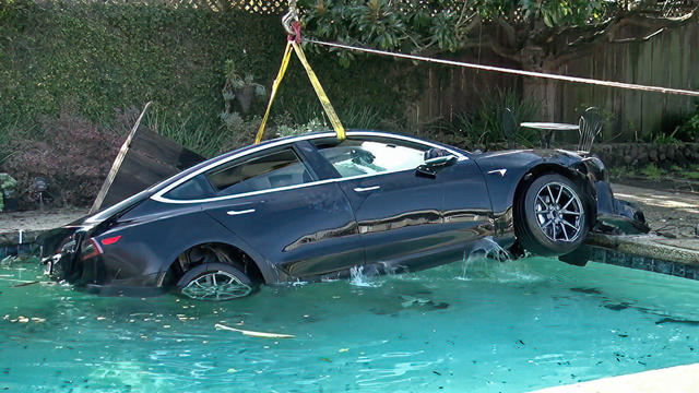 Tesla Into Swimming Pool 