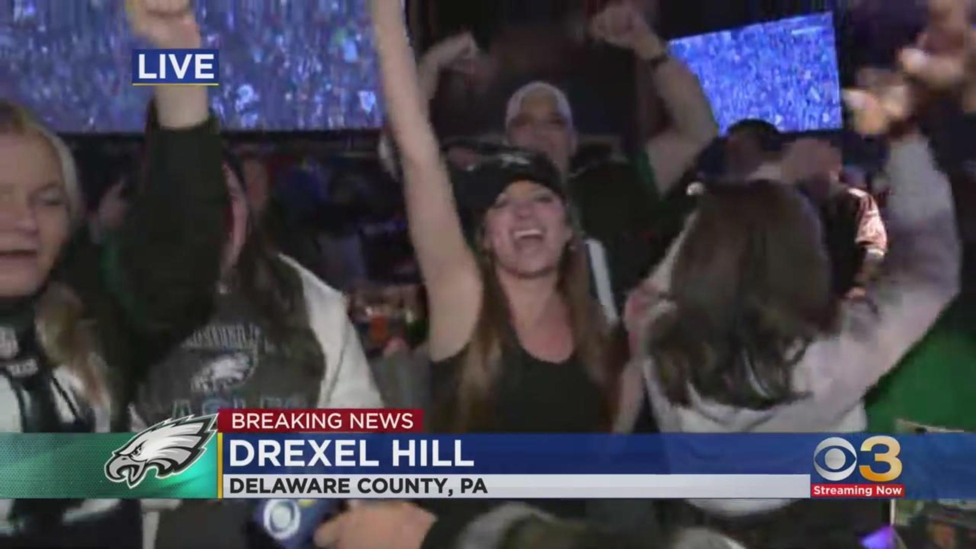 Fans celebrate as the Philadelphia Eagles are Super Bowl bound