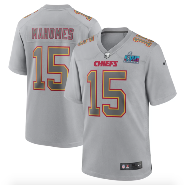 Patrick Mahomes Kansas City Chiefs Nike Super Bowl LVII Patch Game Jersey - grey 