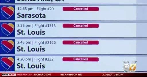 Hundreds of flights delayed, canceled at North Texas airports - CBS Texas