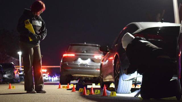 Generic police lights and yellow police tape at crime scene 