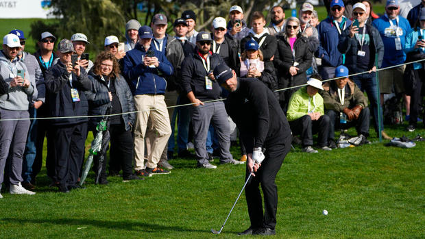 Aaron Rodgers plays during the AT&T Pebble Beach Pro-Am golf tournament 