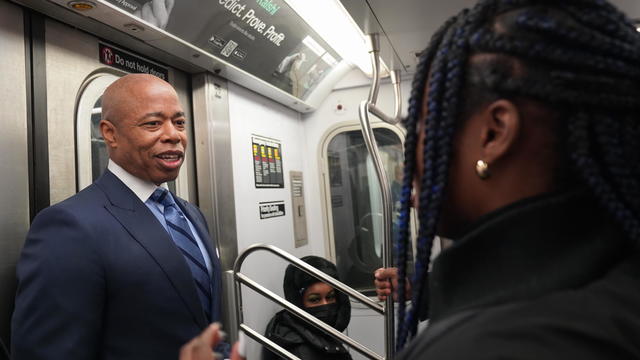 NYC Mayor Adams rides subway, after subway safety related announcement 