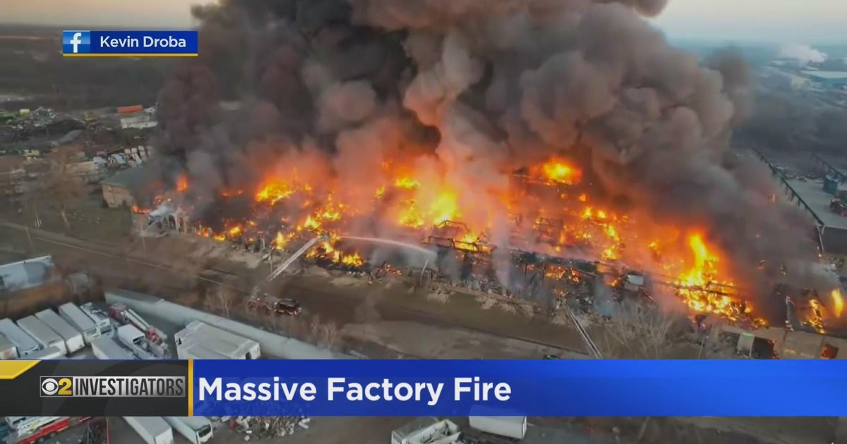 Fire guts furniture Chicago Heights factory CBS Chicago