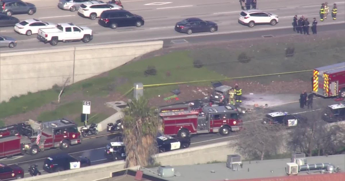 Raw video: Scene of Highway 4 crash, fire in Antioch - CBS San Francisco