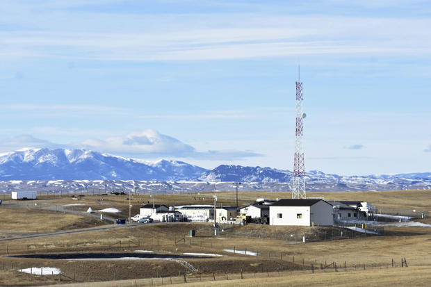 View of mountains with Air Force facility in front 