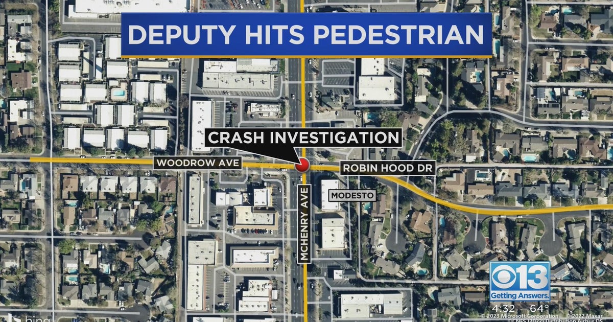 Woman recovering after being hit by patrol car while walking across Modesto street