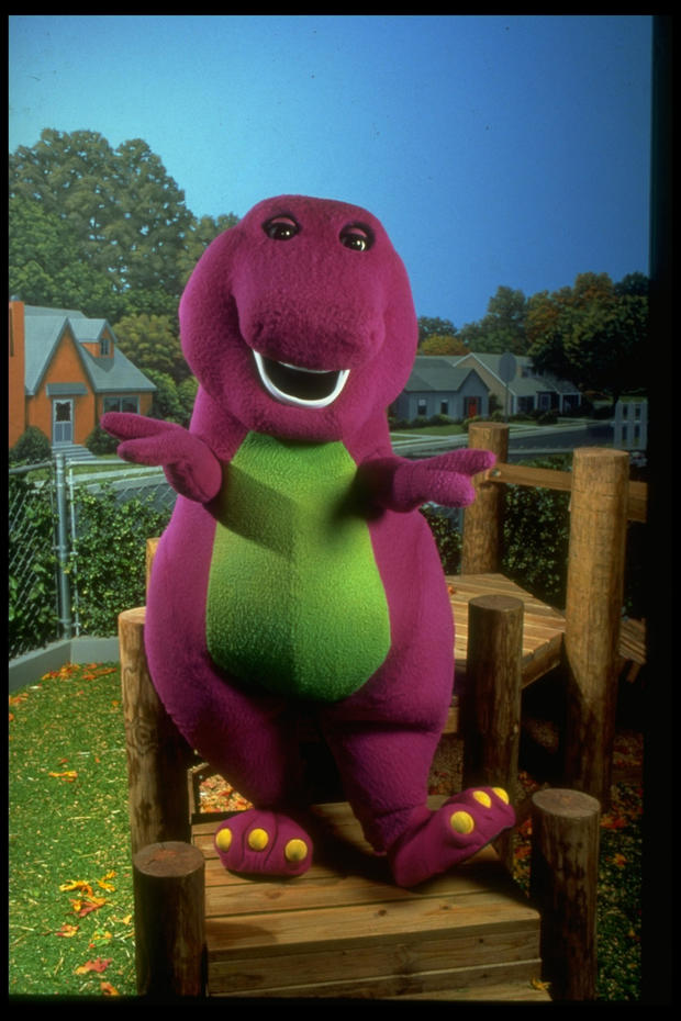 Barney, the purple dinosaur, in scene fr 