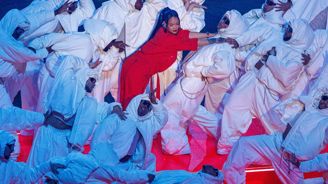 Rihanna performs at the Super Bowl 