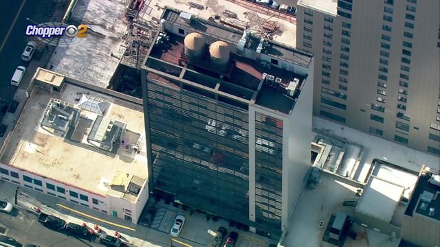 An aerial view of the Wingate by Wyndham Hotel in Long Island City, Queens 