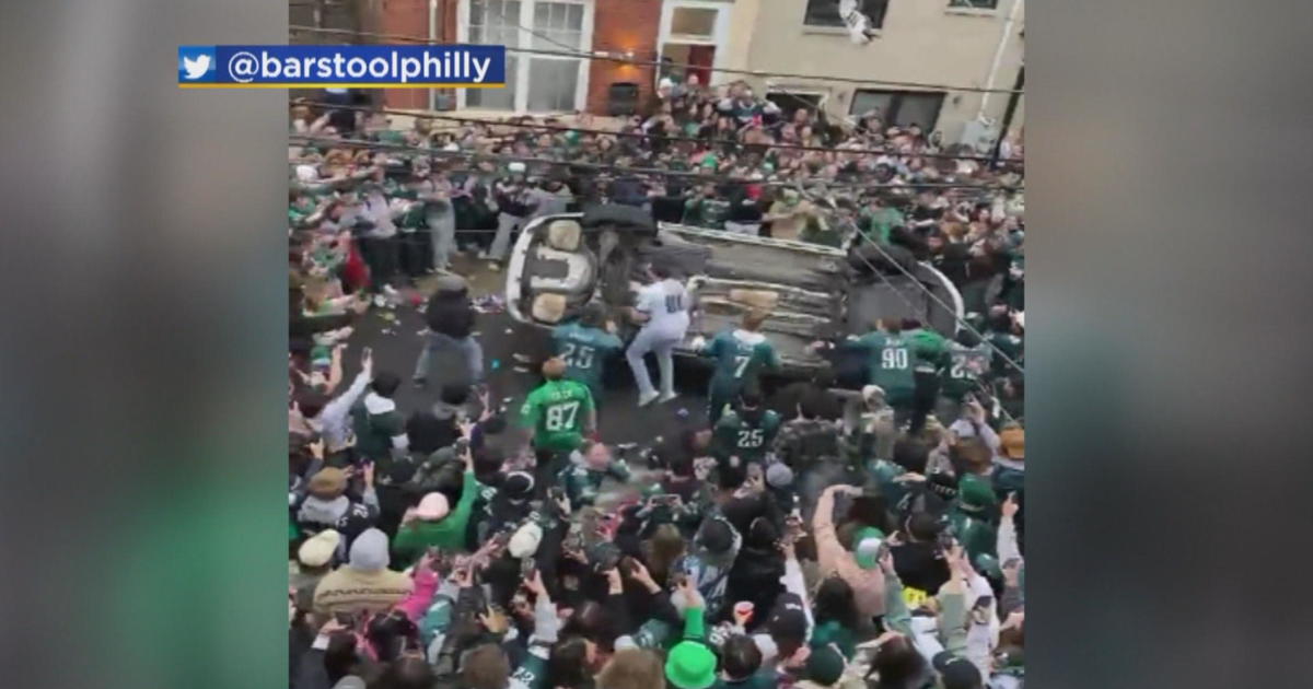 Police looking for group filmed flipping over car near Temple's campus on Super  Bowl Sunday