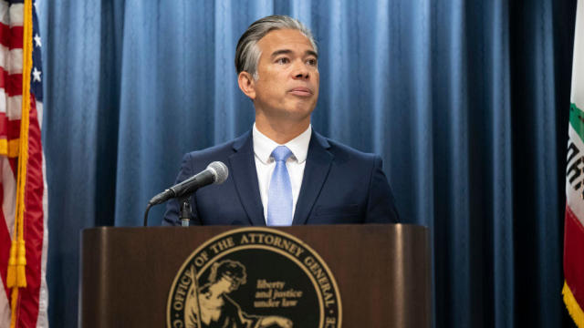 California Attorney General Rob Bonta speaks during a press conference in Los Angeles 