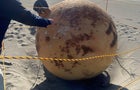 A ball is seen on a beach in Hamamatsu 
