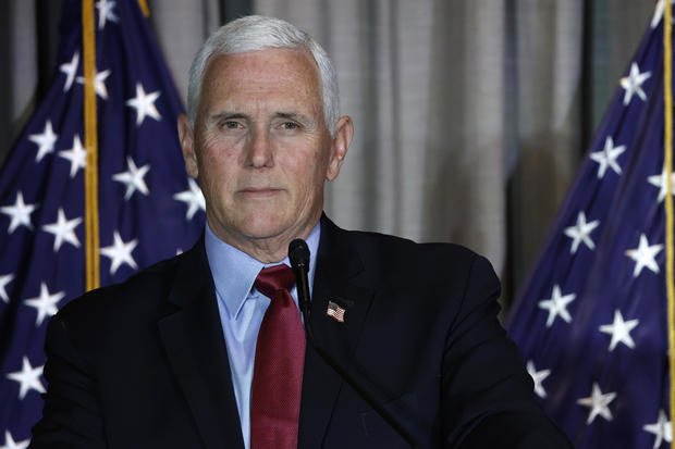 Former Vice President Mike Pence gives remarks at the Calvin Coolidge Foundation's conference at the Library of Congress on Feb. 16, 2023, in Washington, D.C. 