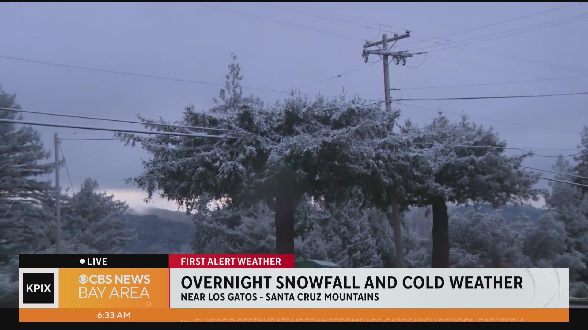 Snowstorm Snow blankets Santa Cruz Mountains as flurries fall overnight