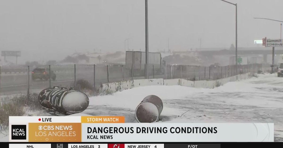 Hazardous driving conditions through the Cajon Pass CBS Los Angeles