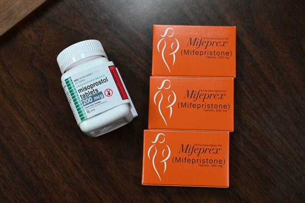 Mifepristone (Mifeprex) and misoprostol, the two drugs used in a medication abortion, are seen at the Women's Reproductive Clinic in Santa Teresa, New Mexico, on June 17, 2022.
