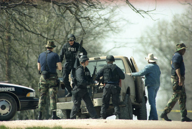 FBI agents at the scene during the Waco standoff 