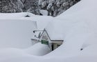 Heavy snow in Running Springs, California 