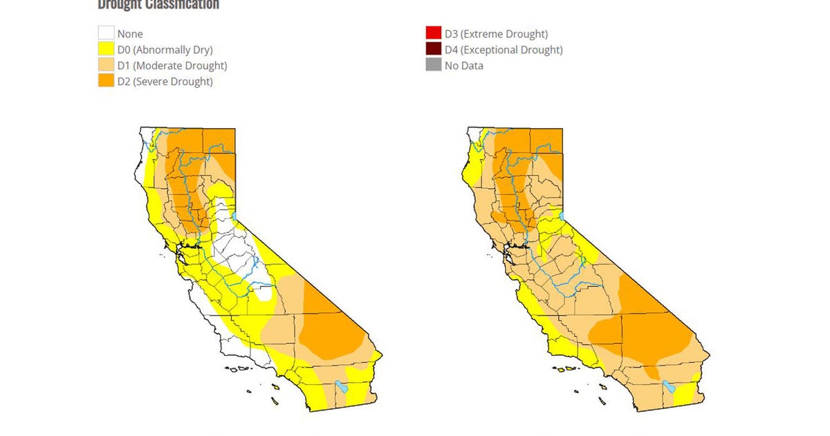 US Drought Monitor Rain, snow slash California drought CBS Sacramento