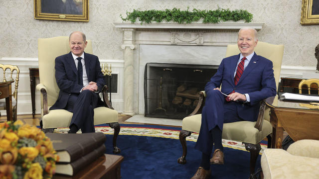 President Biden meets Olaf Scholz, Germany's chancellor, in the Oval Office of the White House in Washington on Friday, March 3, 2023. 