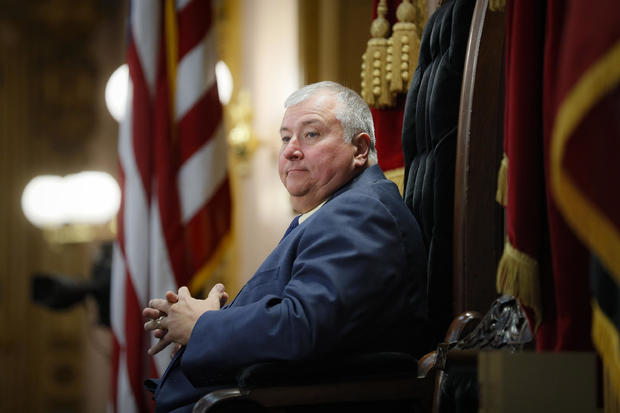 Then-Ohio House Speaker Larry Householder sits at the head of a legislative session in Columbus, Ohio, on Oct. 30, 2019. 